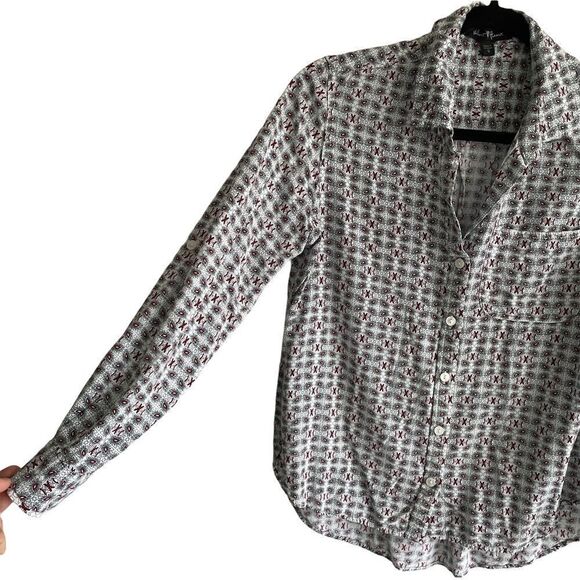 (SOLD) VELVET HEART Printed Button Front Long Sleeve Shirt With Roll Sleeves S - Picture 3 of 7